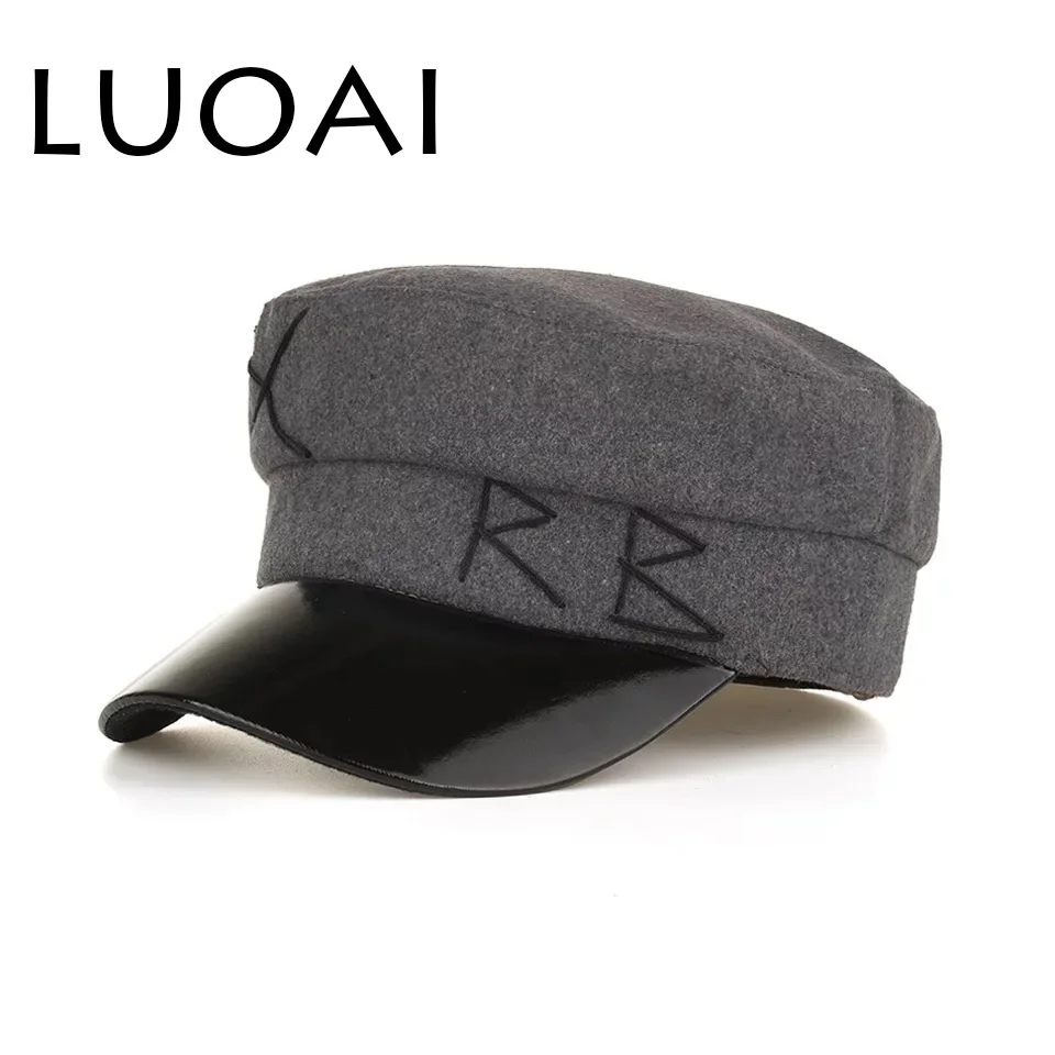 LUOAI осенние и зимние Модные Винтажные с вышивкой надписями ПУ шить военные cap Gorras
