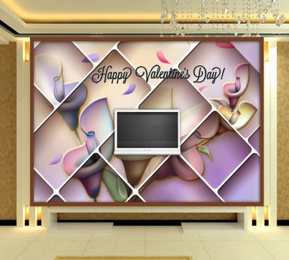 

Free Shipping 3D Soft Calla Lily Fashion Background Wall Painting Custom Wallpaper Valentine'S Day Constitution Decoration Mural