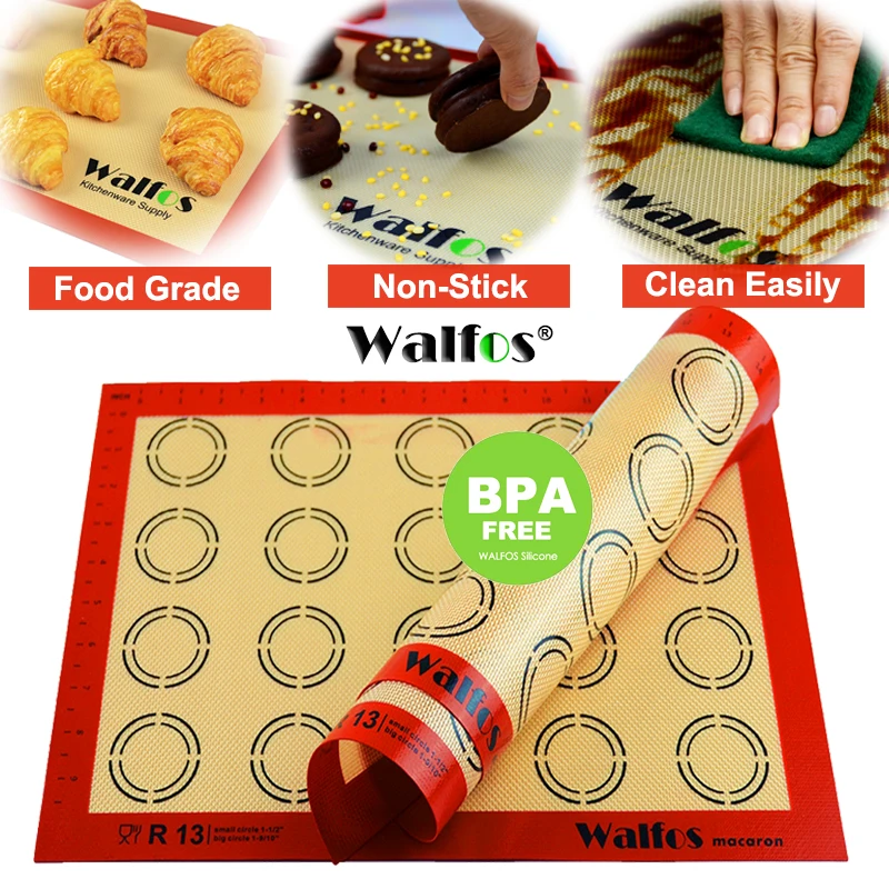 WALFOS Nicht Stick Silikon Back Matte Pad Blatt Backen gebäck werkzeuge Rolling Teig Matte Große Größe für Kuchen Cookie macaron|dough mat|baking matnon-stick silicone baking mat - AliExpress