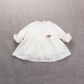 

Spring Autumn Girls 2019 Fashion Dress Knit Cotton Long Sleeve Toddler Lace Vestido Wedding Party Elegant Princess Dresses Roupa