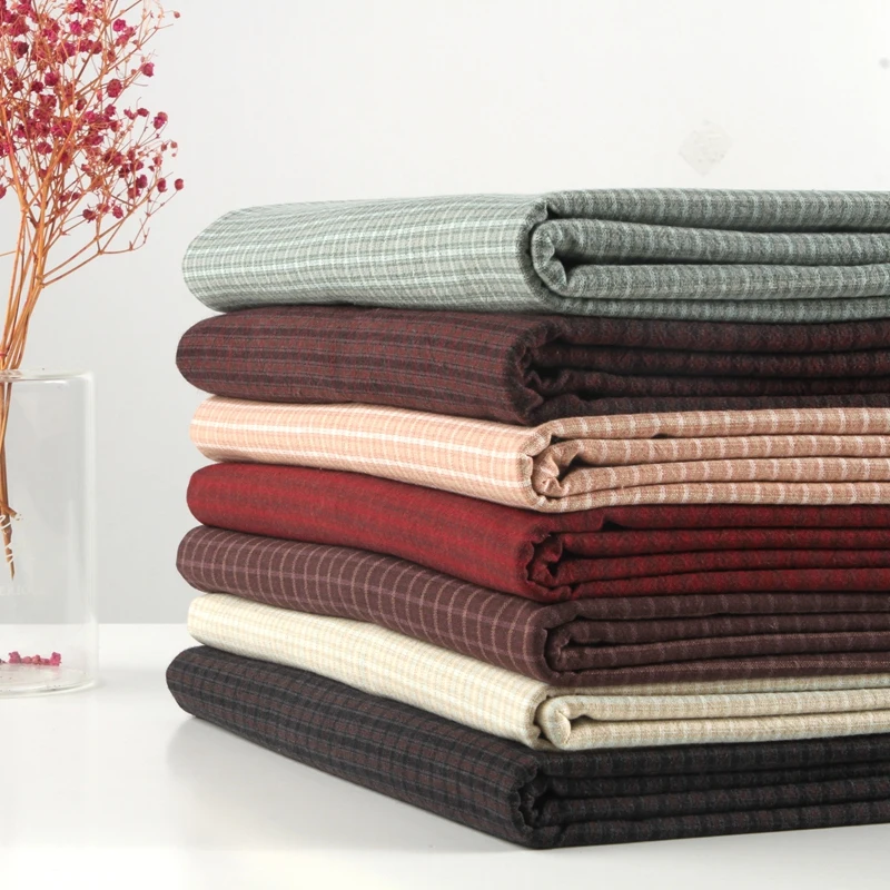 

50*140cm Thick Soft Basic Sewing Patchwork Japanese Yarn Dyed 100% Cotton Fabric for Quilting Bag Purse Needlework Fabrics