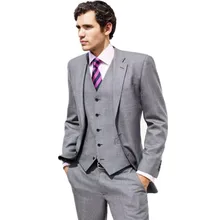 Модные светло-серые смокинги друзей жениха с двумя пуговицами, Мужской Блейзер, костюмы для выпускного вечера жениха(куртка+ брюки+ жилет