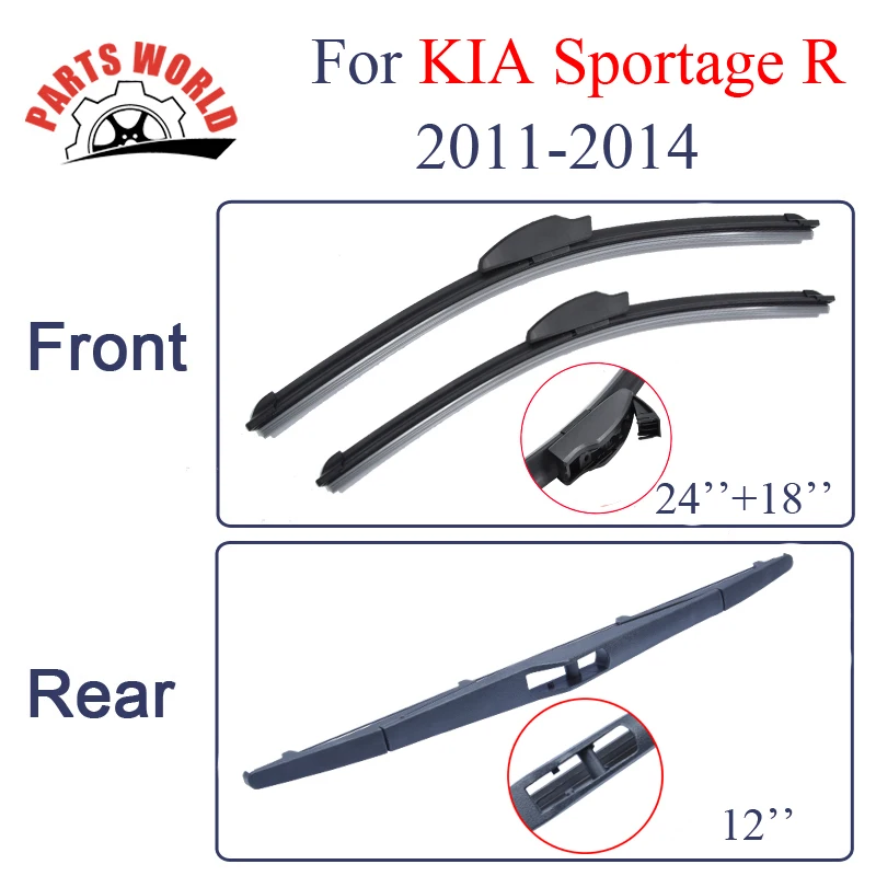 

KIT Silicone Rubber Front And Rear Wiper Blade For KIA Sportage R 2011-2014,Windscreen Wiper Car Accessories Auto Parts