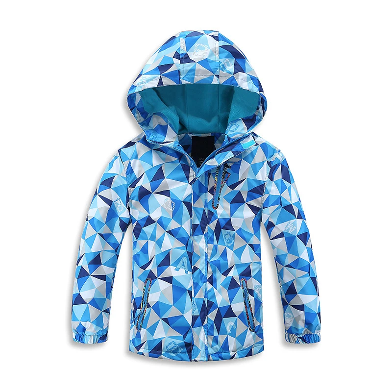 Детские водонепроницаемые ветрозащитные куртки для мальчиков и девочек, теплая флисовая спортивная верхняя одежда, верхняя одежда для подростков, зимнее пальто, одежда - Цвет: C blue