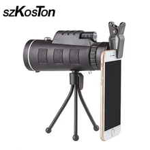 Профессиональный 40X60 зум HD двойной для фокуса оптическая Призма монокулярный телескоп объектив для смартфонов с клипсой штатива для путешествий
