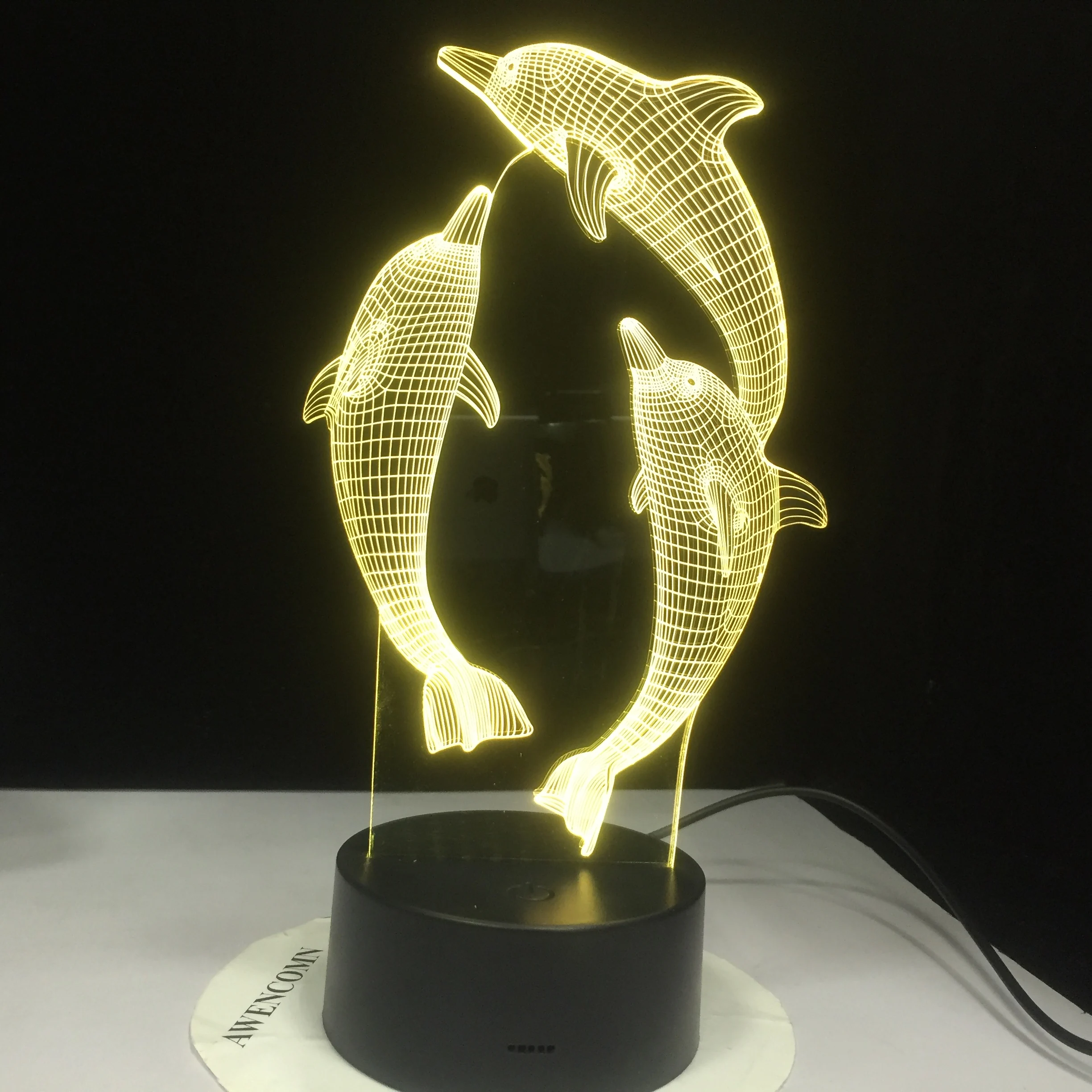 

3D Colorful Three Dolphins Light LED Touch Night Lights Gradient Visual Three-Dimensional Lamps Novelty Lighting Fixtures