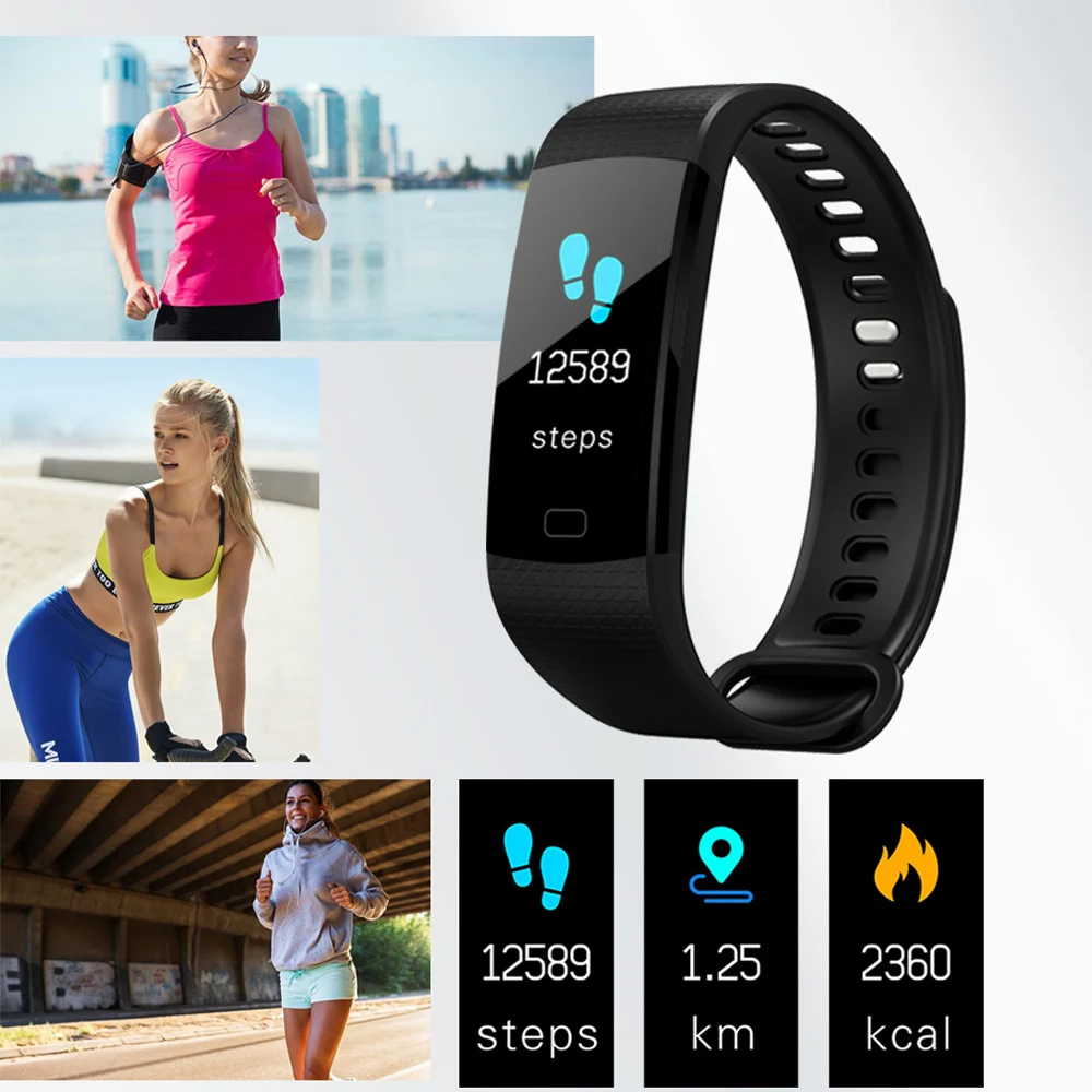  OGEDA Sport Bracelet Watch Women Men LED Waterproof Smart Wrist Band Heart rate Blood Pressure Pedo - 32875227582