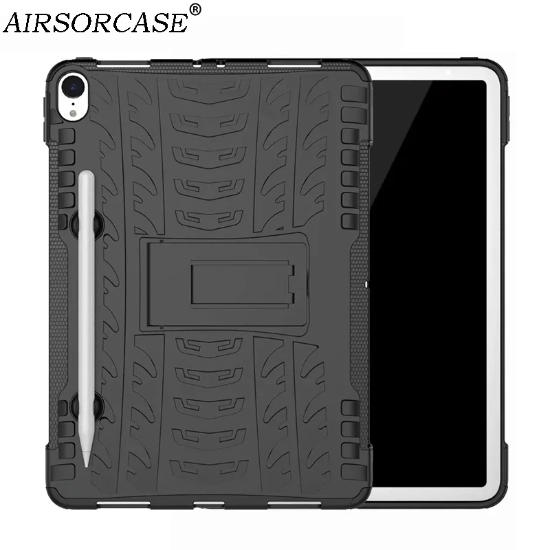 

With Pen Slot 11'' for Apple iPad Pro 11 2018 Tablet Case Cover Rugged Armor Shell Hard PC & TPU Hybrid Kickstand Back Cover