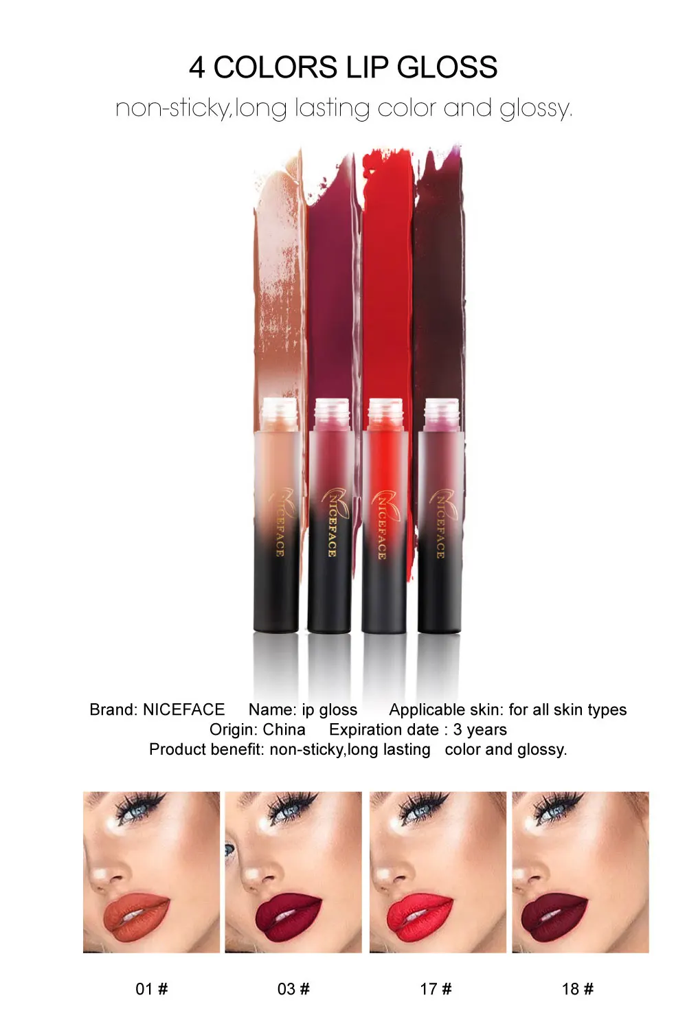 NICEFACE Matte Lipstick Set Sexy Red 22 Pcs Liquid Lipgloss Waterproof Lip Stick Kit Matte Long Lasting Brand Make Up (2)