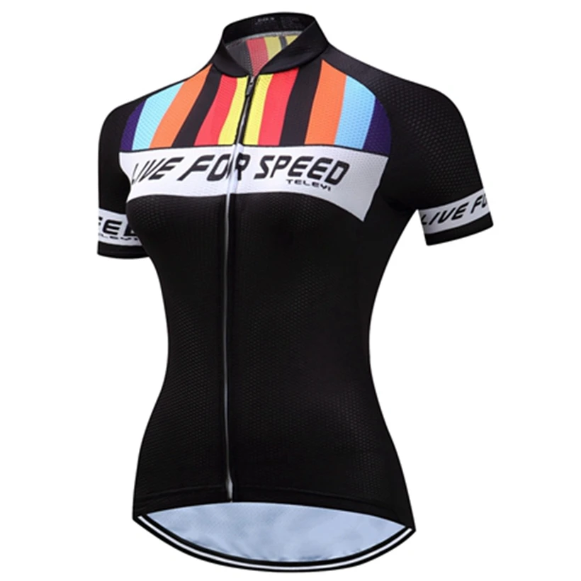 Females Black Sports Cycling Jersey Wear Outdoor Bike Clothes shirt