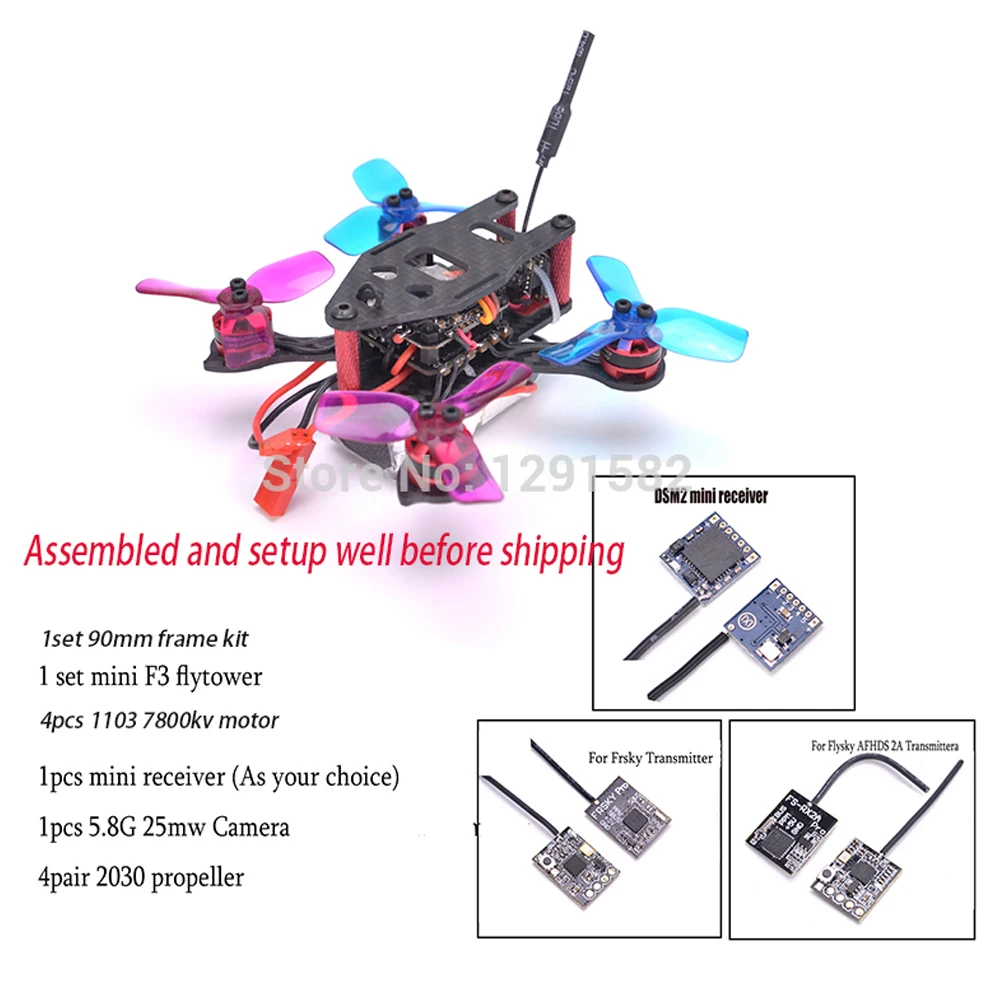 

iX2 Tiny 90mm Micro Frame mini F3 flytower Integrated OSD 4 in 1 BLHeli ESC 1103 7800kv Frsky pro / Flysky / DSM2 Mini Receive
