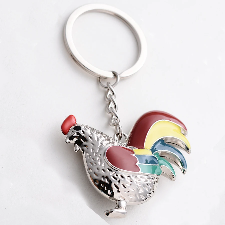 

Creative Casual Metal Personality Cute Rooster Keychains Alloy Charm Cock Bag Keyring Novelty Car Key Holder Souvenir Gift J063