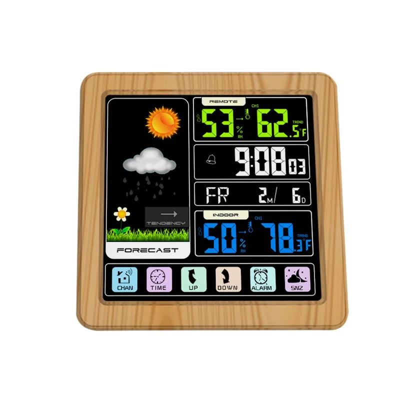 Крытый открытый счетчик метеостанция часы цветной экран Беспроводная метеостанция датчик температуры барометр Влажность Часы