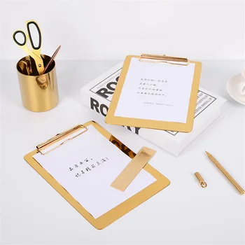 

Chic Nordic Metal Gold Office Table Plaques Signs Scandinavian Vogue Elegant Luxury Office File Note Desk Decor Pad Organizer
