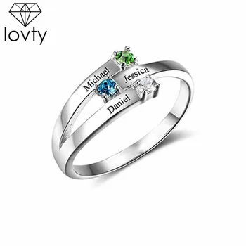 

lovty Wholesale Custom Name Ring with Jewelry for Lady Women Birthstone Promise Ring for Valentine's Day Gift in Rose Gold Color