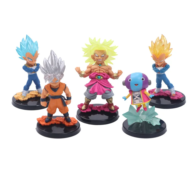 

NEW hot 10cm 5pcs/set Dragon Ball Super Saiyan Broli Son Goku Vegeta Frieza Action figure toys doll collection Christmas gift