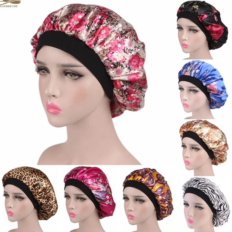 Женская широкополосная Атласная шапочка Мягкая атласная ночная шапка для сна шапка для волос женский тюрбан