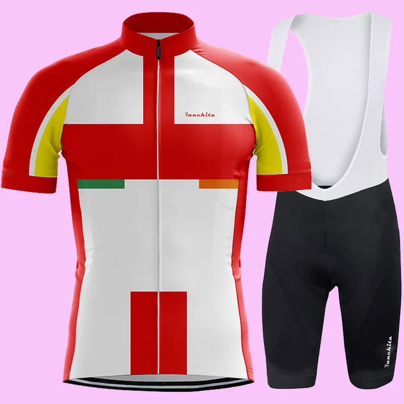 

RUNCHITA 2019 short sleeve men cycling clothes polyester cycling jersey set men polyester cycling jersey Summer bicycle clothes
