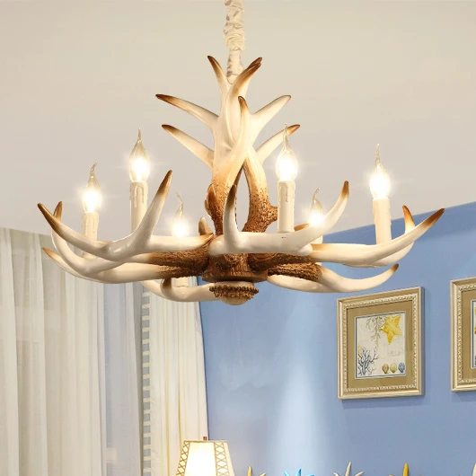 American Vintage White Antler Pendant Lights Home Dining room Bedroom Lamps Restaurant Cafes Shop Resin Droplights AC110V 220V