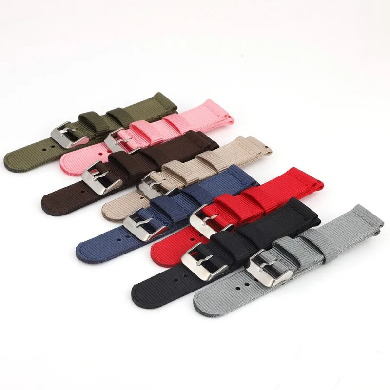 

18/20/22/24mm Watch Band Strap Women Men Solid Color Nylon Washable Waterproof Wristband