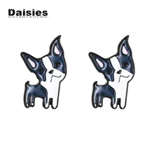 Серьги-гвоздики с эмалью в форме ромашек Бостона терьера для женщин, девушек и Мужчин, Ювелирные изделия в виде животных