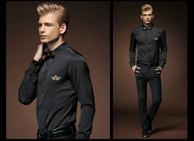 FanZhuan,, новая осенняя мужская рубашка с вышивкой, квадратным воротником из бамбукового волокна, черная, с длинным рукавом, тонкая одежда, рубашка 512006