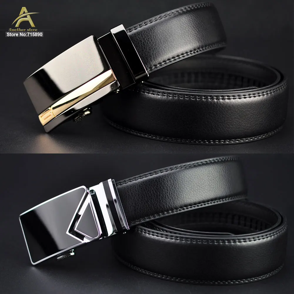 Men Genuine Leather Belt Cowhide Luxury Automatic Buckle Leather brand Strap male business