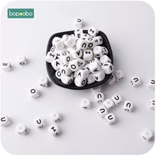Bopoobo, 20 шт., 12 мм, Детские Силиконовые бусинки с буквенными буквами, молярные зубы, подарок для детского душа, аксессуары для кормления, не содержит бисфенол, силиконовый Прорезыватель