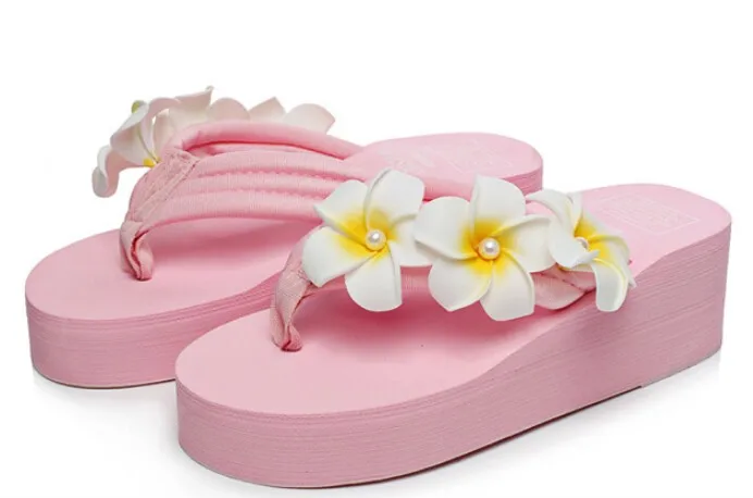 Г., Новые Летние вьетнамки ручной работы с цветами и жемчугом нескользящая обувь на толстой подошве женская обувь s238