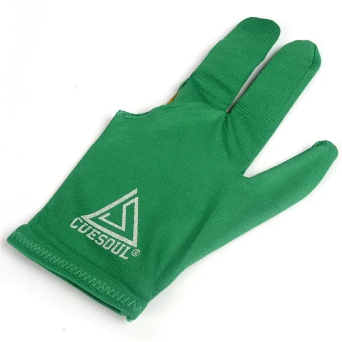 Cuesul, 4 цвета, 3 пальца, бильярд, снукер, перчатки для бильярда, кия, перчатки, зеленый, синий, красный, черный, левая рука, дардо, перья, листья - Цвет: Зеленый