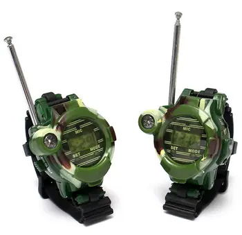 

[TOP] 2Pcs/set Outdoor walkie camouflage interphone watch toy family play game electric intercom strong range clock toy gift