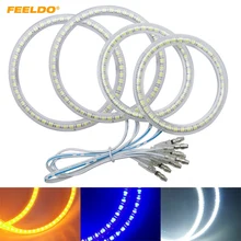 FEELDO 4Pcs/set For LAND ROVER Headlight Lamp Auto 3528 SMD Angel Eyes Light Halo Ring White Blue Yellow #FD-1009