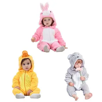 

1set soft Children Pajamas Winter Flannel Animal pajamas Baby Flannel Cartoon Animal Robes Winter Front Zipper Jumpsuit