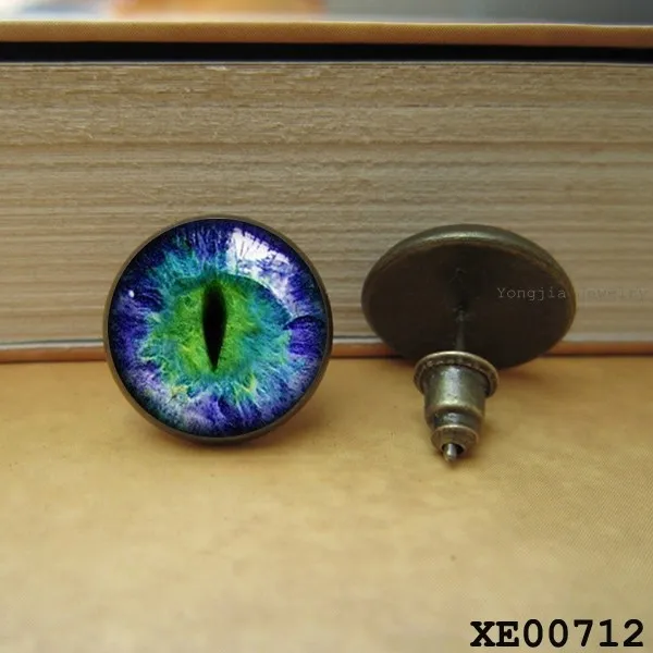 Cat Eye earring evil eye jewelry Art Picture Dragon eye earring Steampunk jewelry stud earring for women