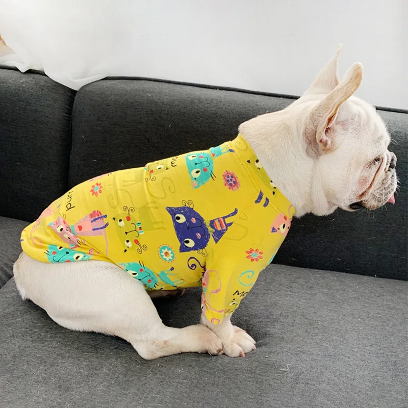 Летняя одежда с принтом в виде собак Pet одежда, подходящая для всех дышащая собака жилет для собак Одежда для домашних животных для Мопсов, французских бульдогов одежда для детей рубашка для собак
