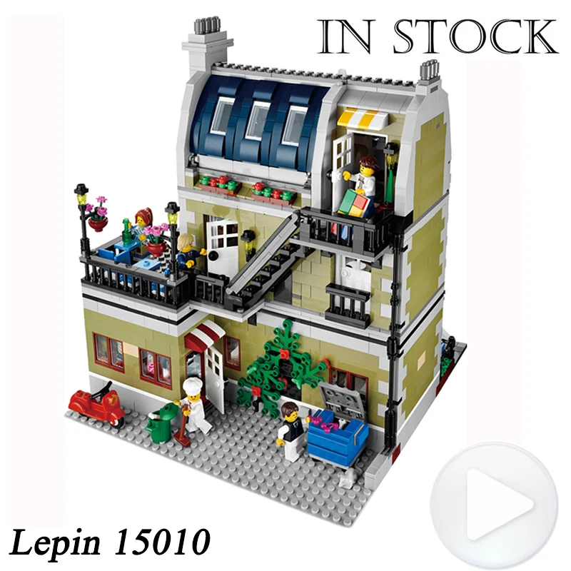 

15010 Expert City Street Parisian Restaurant Model Building Kits Blocks Funny DIY Compatible Educational Children Toys