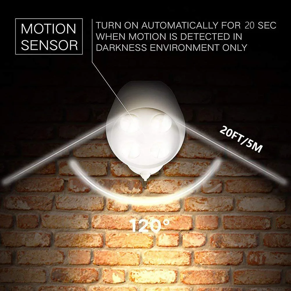 

4LEDs Motion Sensor Light IP65 Waterproof Outdoor Lights Security Lamp for Wall Garden Driveway @8 WWO66