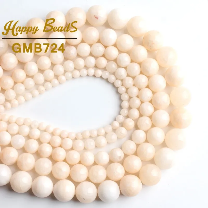 

Natural White Angelite Stone Beads Round Loose Beads 15''Strand/Inches 4/6/8/10/12mm For Jewelry Making DIY Bracelets Necklace