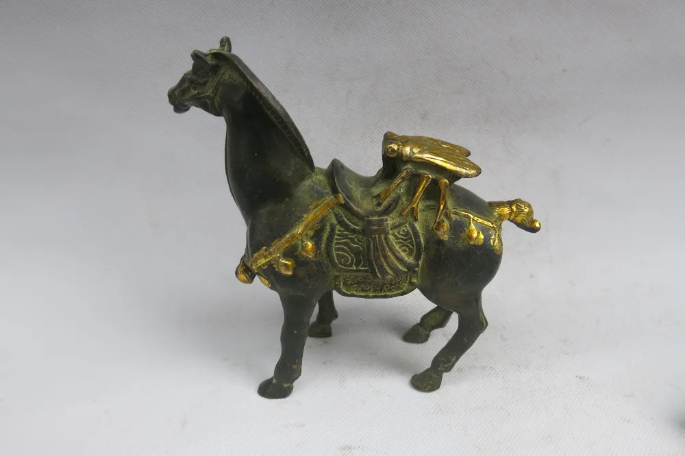 

Rare Qing Dynasty (KangXi1661-1722) Gilt bronze Horse Statue/ Sculpture,gain an immediate victory,free shipping