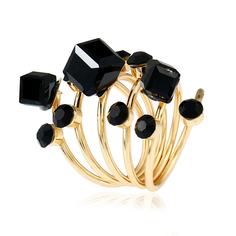 Crystal Black Party Open 1PC Knuckle Finger Midi Rings Rhinestone Punk Adjustable Beautiful Rings Girls Exquesite Opening Gold