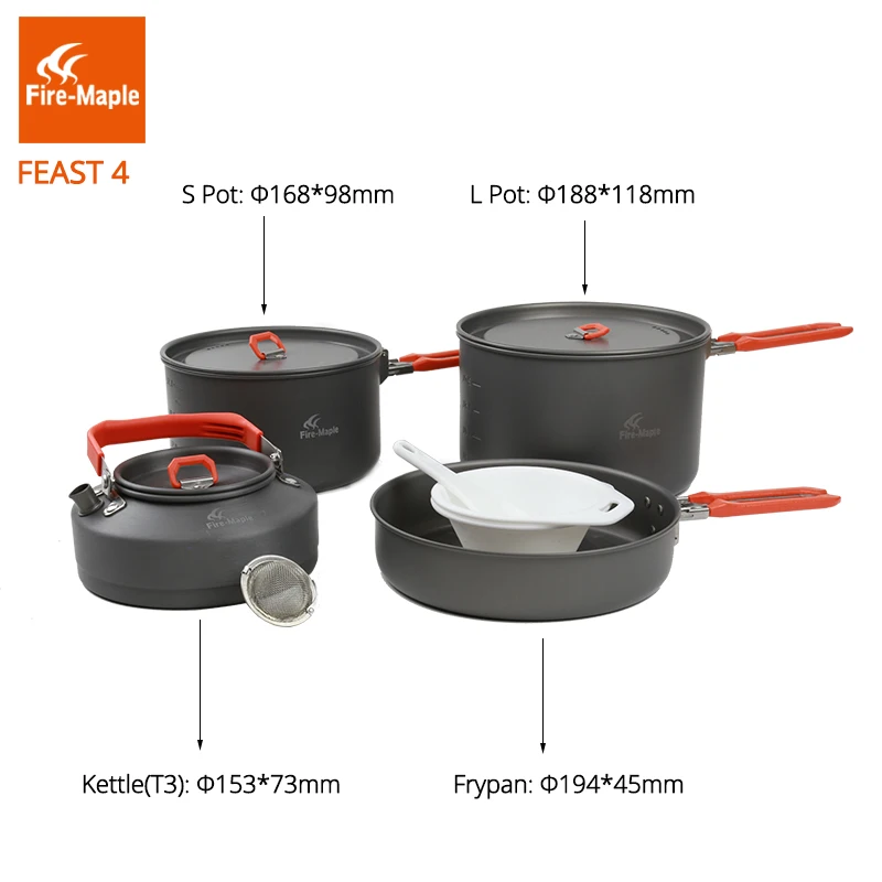 Огонь-Клен Открытый путешествия Кемпинг портативная посуда 4-5 человек спиртовая плита для пикника горшки сковорода набор для приготовления пищи SY4