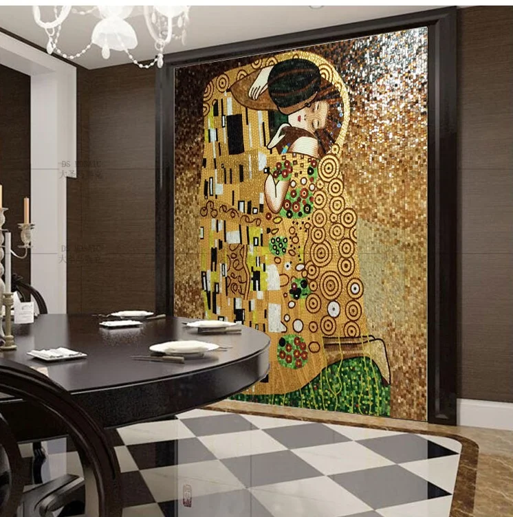 

the kiss of Gustav Klimt ,Hand Made Glass Mosaic Art Wall Mural Decor