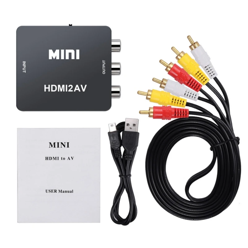 Композитный адаптер конвертер 1080 P Mini HDMI к VGA к RCA AV с 3,5 мм аудио кабель VGA2AV/CVBS + аудио к ПК преобразователь ТВЧ-сигналов