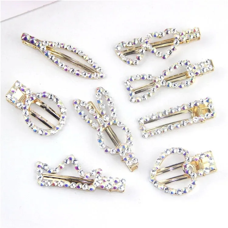 

2019 New Korean Fashion Colorful Rhinestone Crystal Pearl Cute Hairpins Barrettes Hair Clip for Girl Women's Hair Accessories