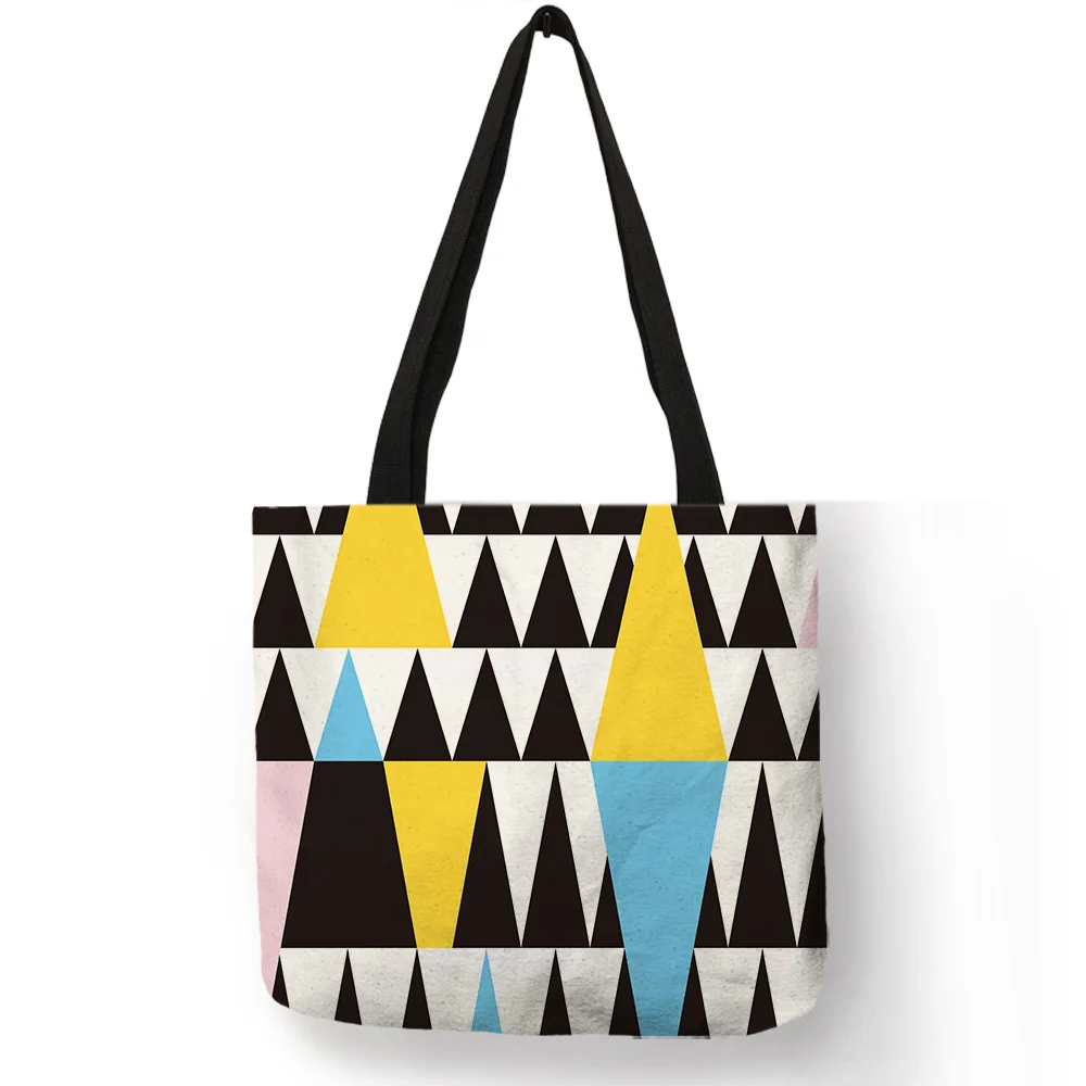 Creative Geometric Pattern Shoulder Bag Colorful Triangle Printing