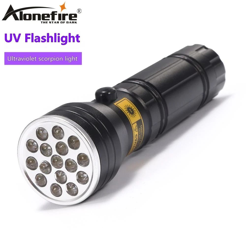ALONEFIRE 16 Светодиодный УФ фонарь 395nm фонарик Ультрафиолетовый Скорпион для кота собаки домашнего животного мочи деньги отель фонарь Детектор лампы AAA батарея