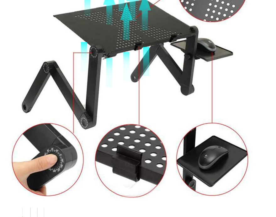 Portable Folding Laptop Stand Aluminum 360 Degree rotation Notebook PC table Stand With Mouse Pad Size 42cm*26cm Portable Folding Laptop Stand Aluminum 360 Degree rotation Notebook PC table Stand With Mouse Pad Size 42cm*26cm