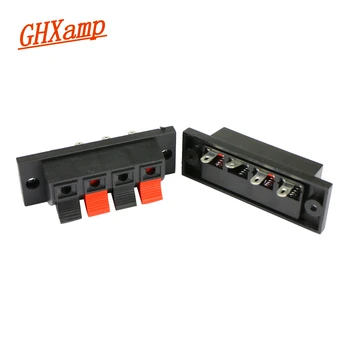 

GHXAMP 4 Way Amplifier Speaker Terminal Strip Block Spring Push Release Connector High Quatily Thick ABS Plastic 2pcs