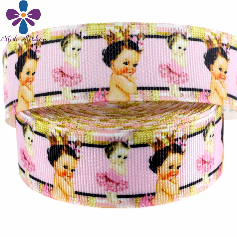 

1"25mm Baby Angel Crown Patterns Printed Grosgrain Ribbon Hair Band Making Gift Pack Wrapping 10yards/roll MD180423-25-14259