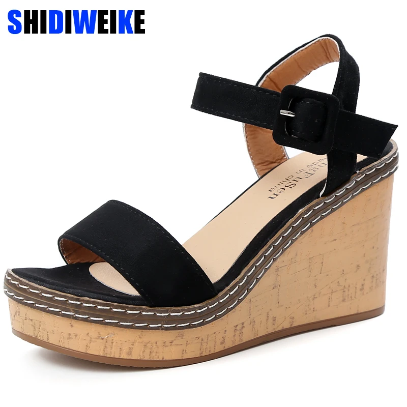 

Women Summer Platform Sandals Female Fish Mouth Platform High Heels Wedge Shoes Lady Sexy Buckle Slope Sandals n743